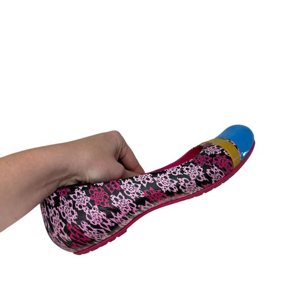 Crocs Mondo Roses Cap Toe Ballet Flats Artsy Y2K Floral Pink Blue Womens 9 - Picture 6 of 7